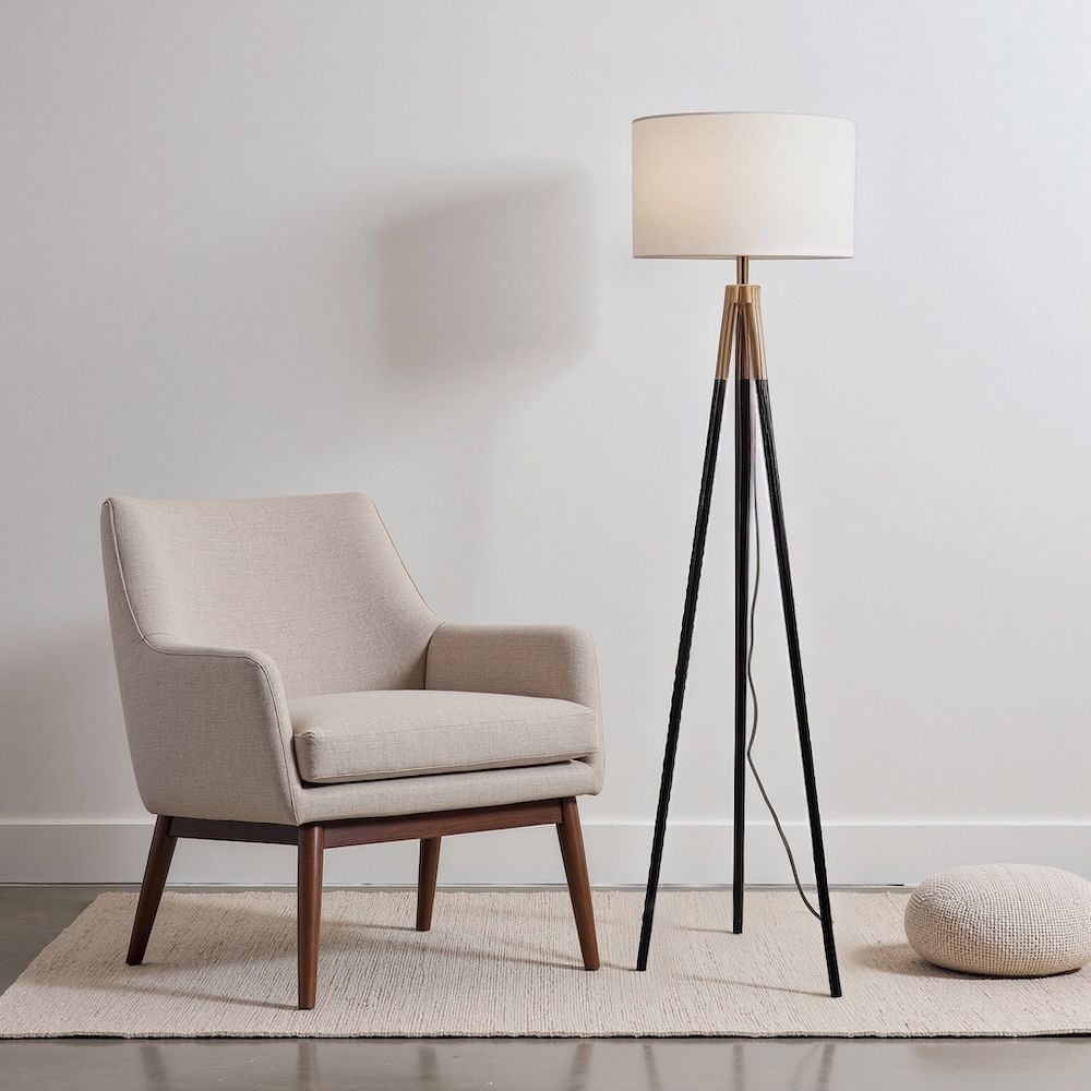 Sway - Floor Lamp With On / Off Switch Triple Legs Shade - Black / Gold / White