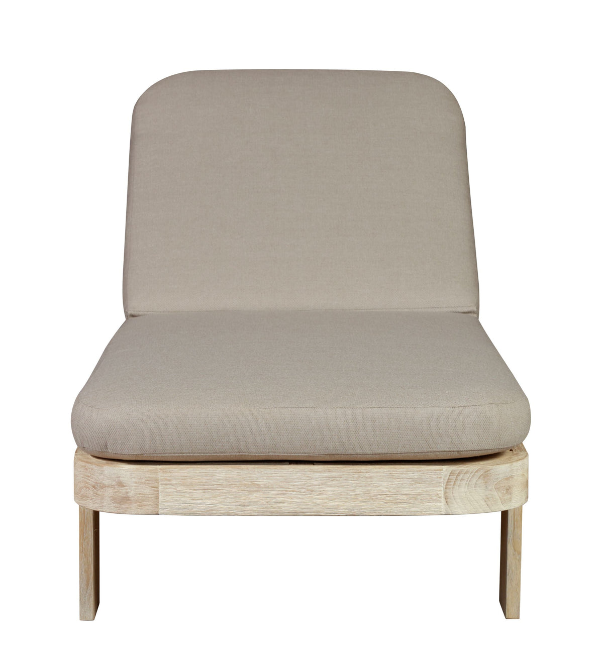 Eclipse Outdoor Solid Teak Wood Natural Look Sun Lounger  - Grey Fabric