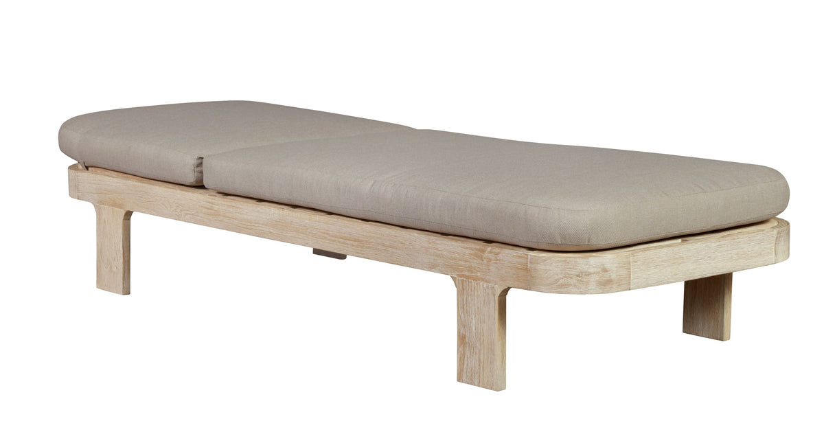 Eclipse Outdoor Solid Teak Wood Natural Look Sun Lounger  - Grey Fabric