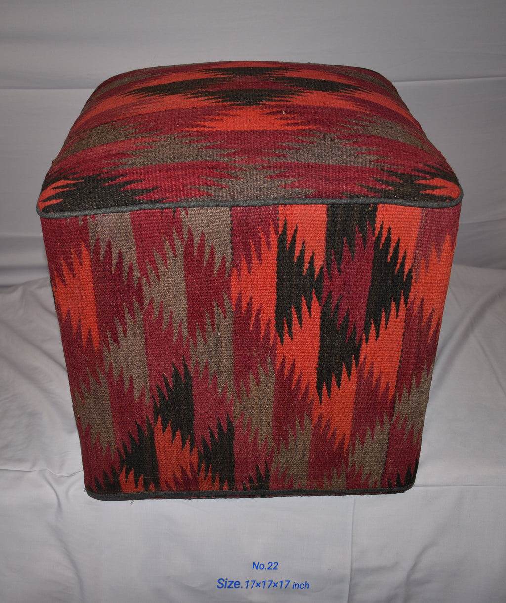 One of a Kind Kilim Rug Pouf Ottoman foot stool - #22