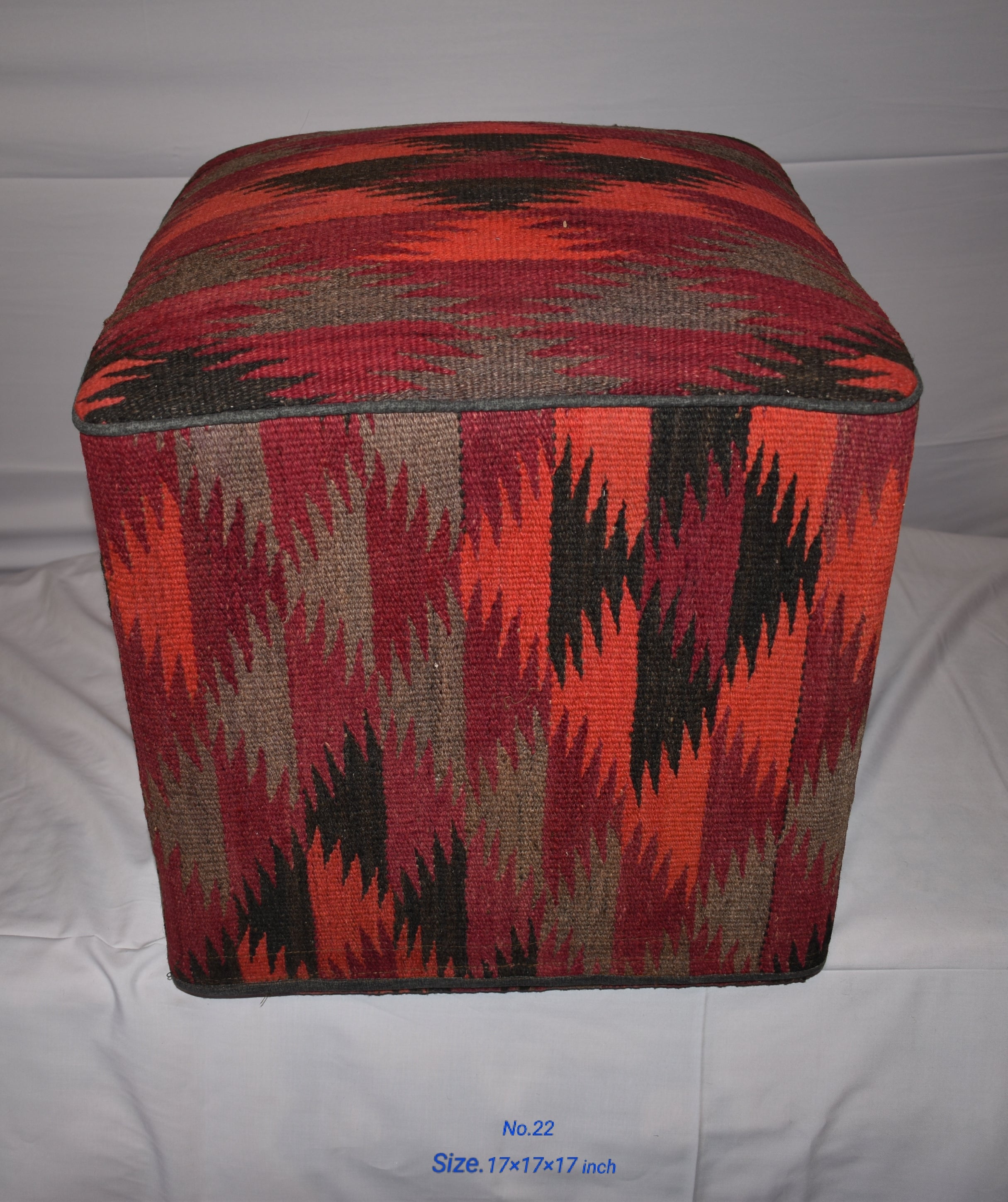 One of a Kind Kilim Rug Pouf Ottoman foot stool - #22