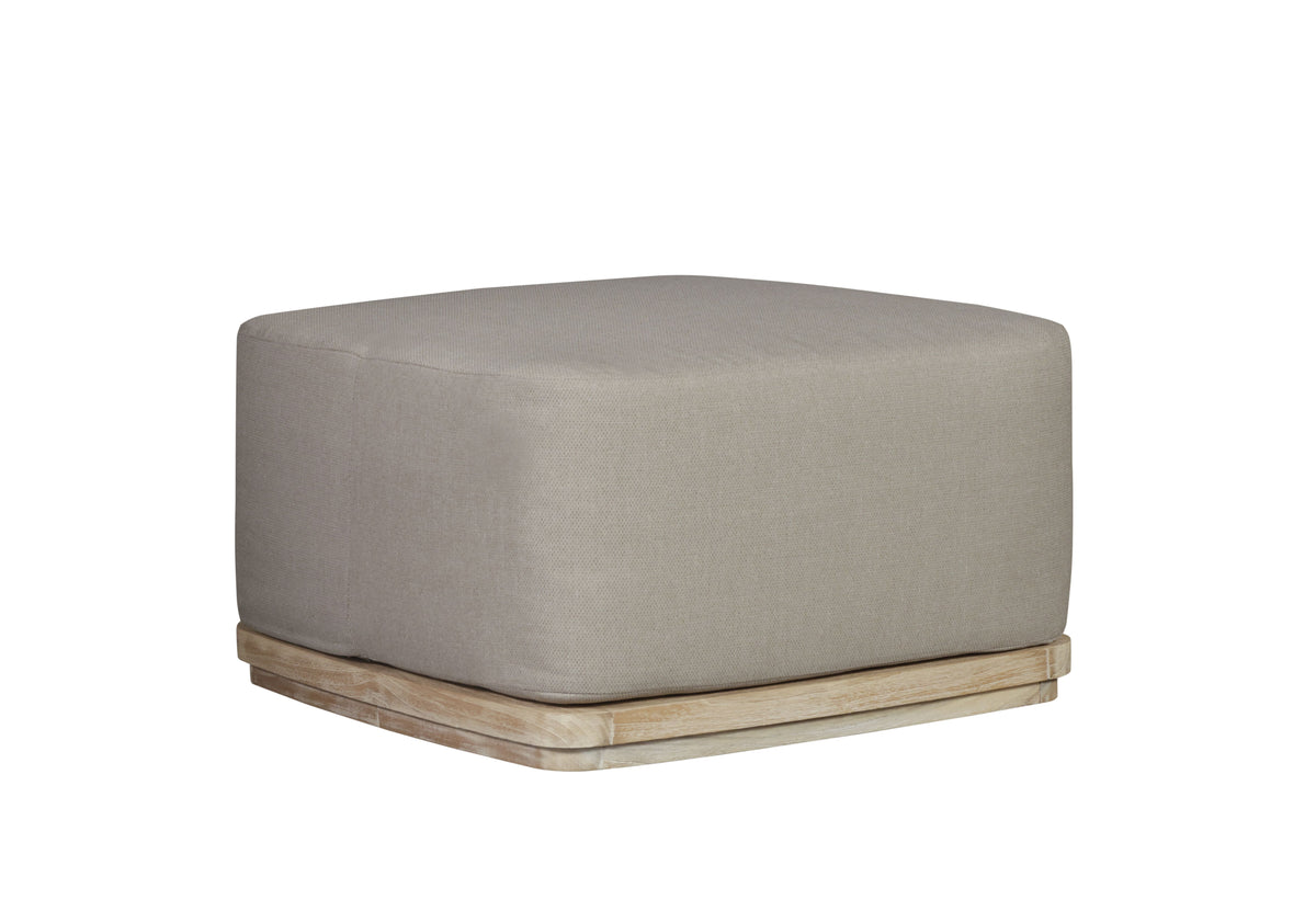 Eclipse Outdoor Solid Teak Wood Ottoman Natural Look - Gray Fabric