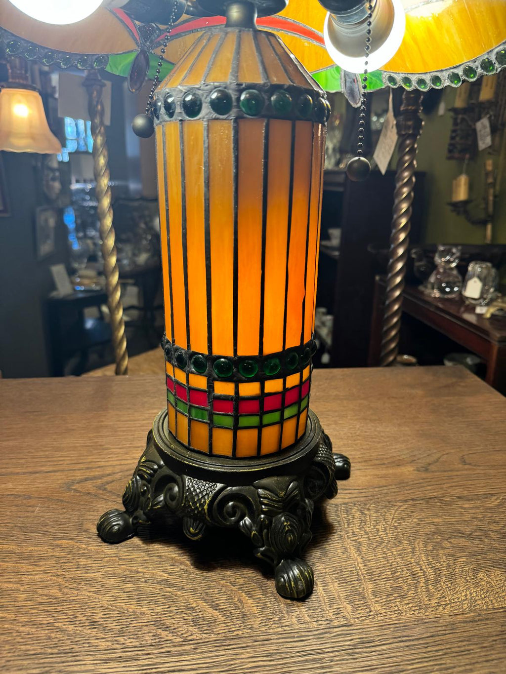 Tiffany Mission Style Stained Glass Table Lamp