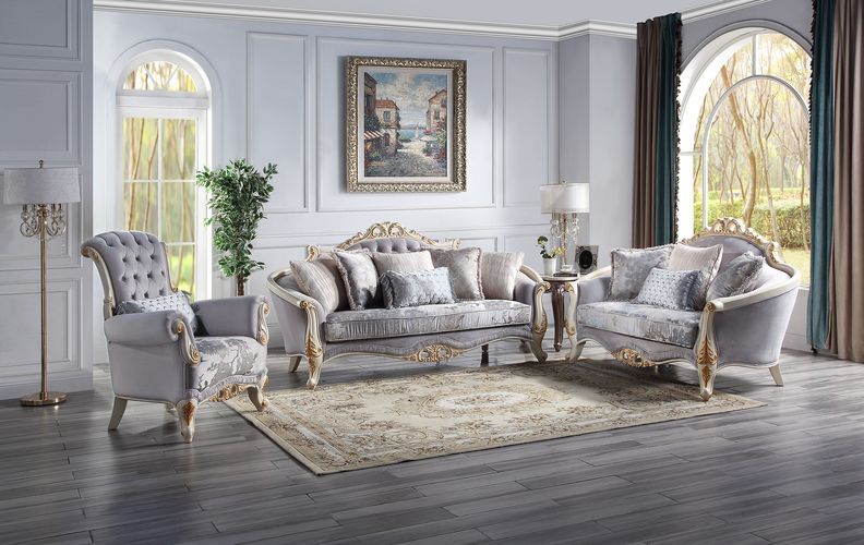 Galelvith - Sofa With 6 Pillows - Gray Fabric