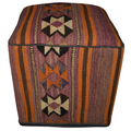One of a Kind Kilim Rug Pouf Ottoman foot stool - #25