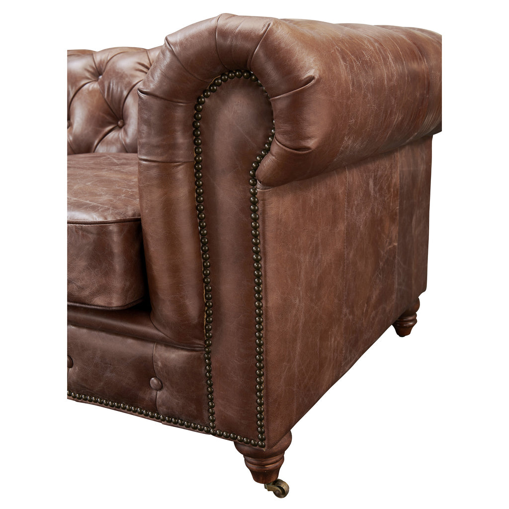 Century Chesterfield Sofa - Bark Brown Leather - 118"