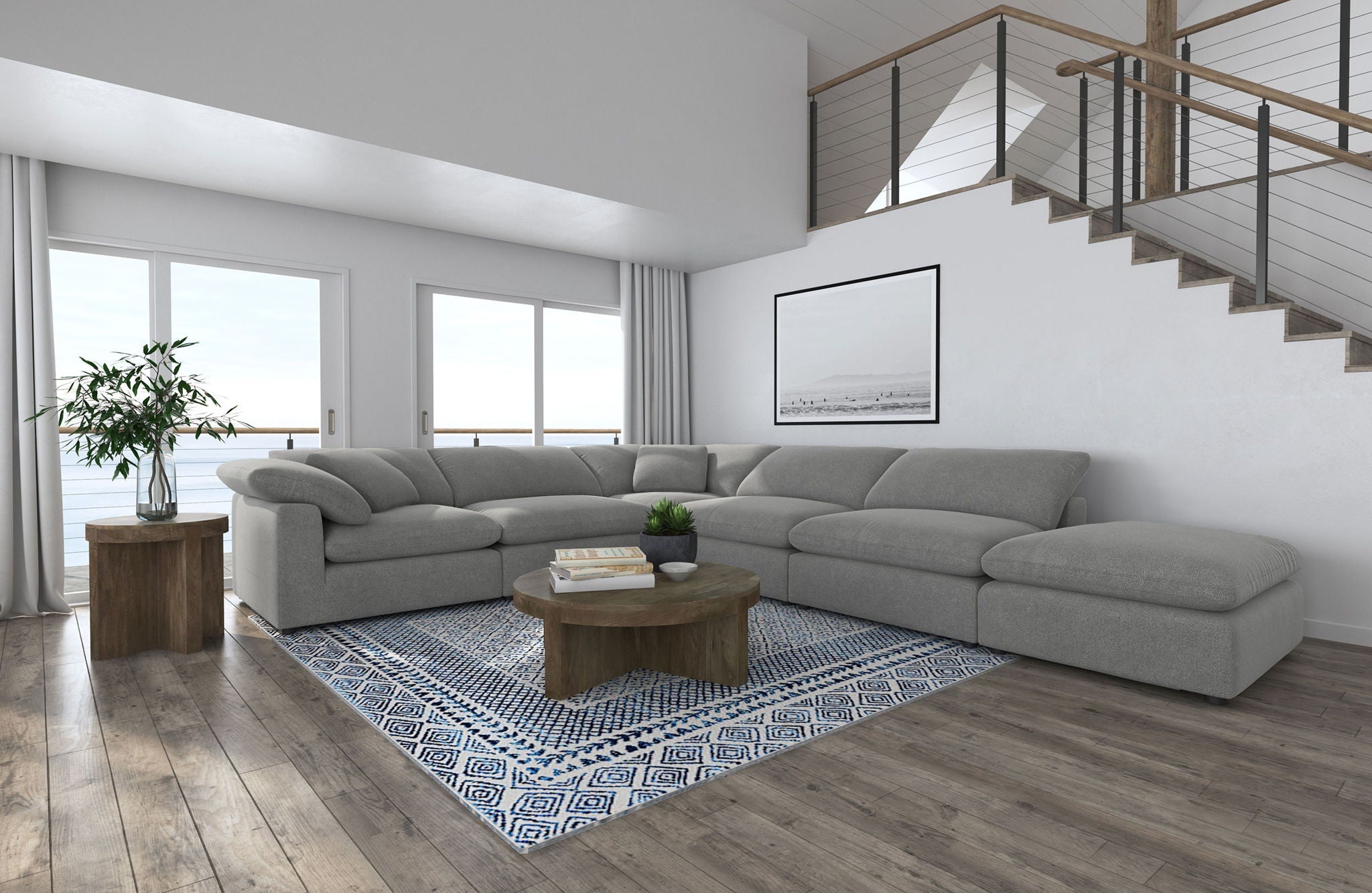 Raleigh 6-piece Boucle Upholstered Modular Sectional Grey