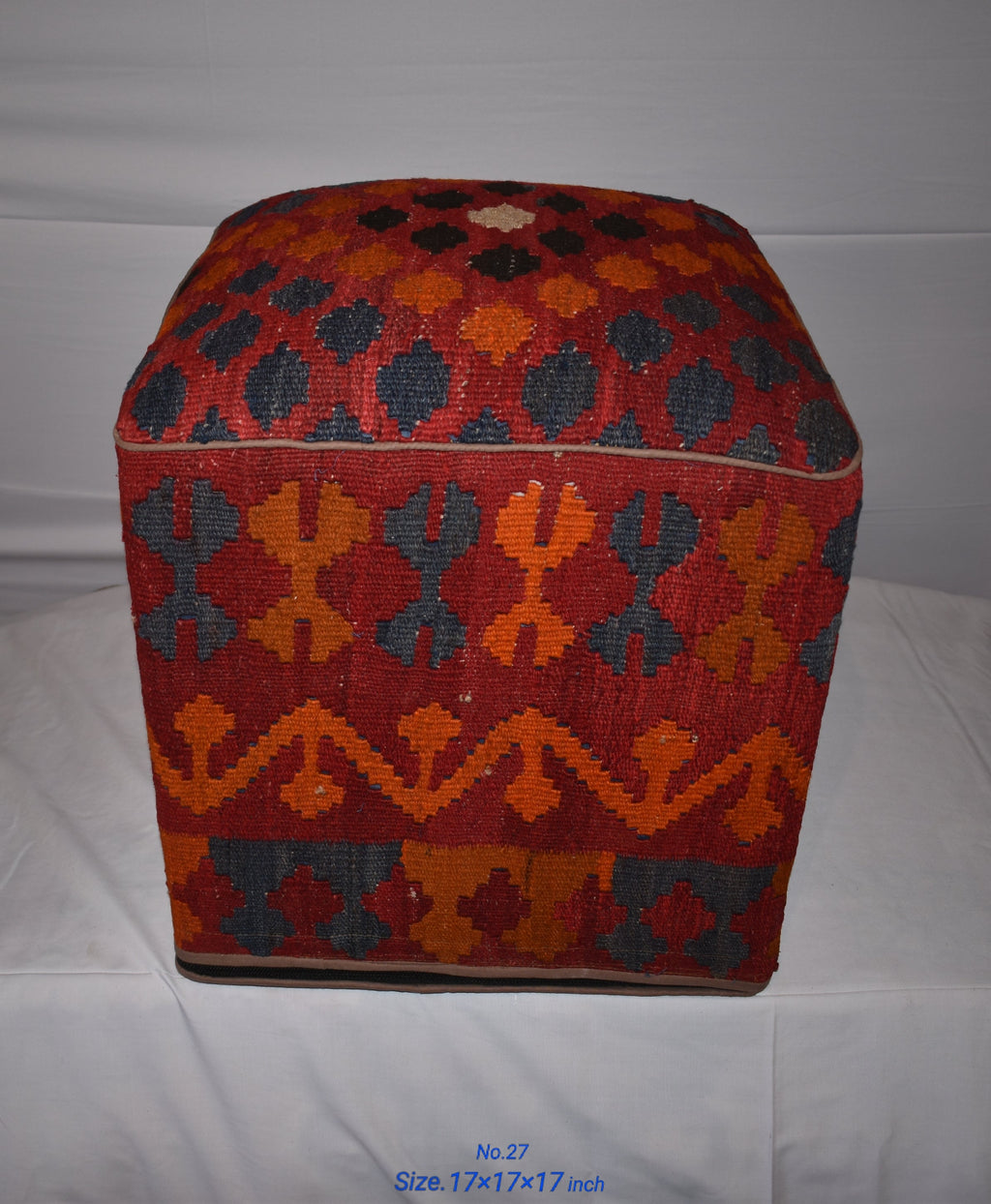 One of a Kind Kilim Rug Pouf Ottoman foot stool - #27