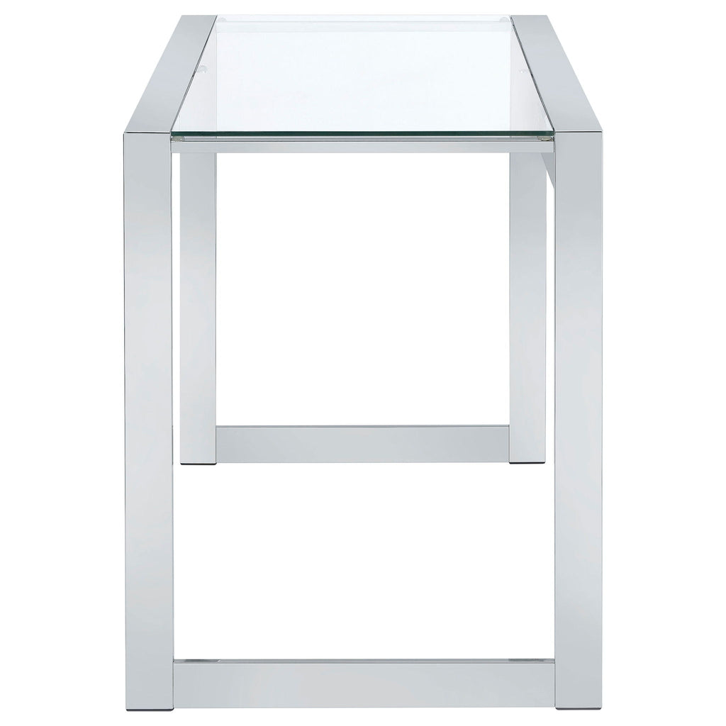 Hartford 47-inch Glass Top Writing Desk Chrome