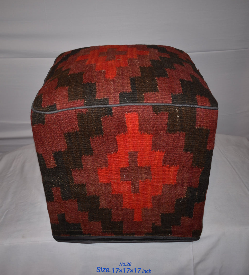 One of a Kind Kilim Rug Pouf Ottoman foot stool - #28
