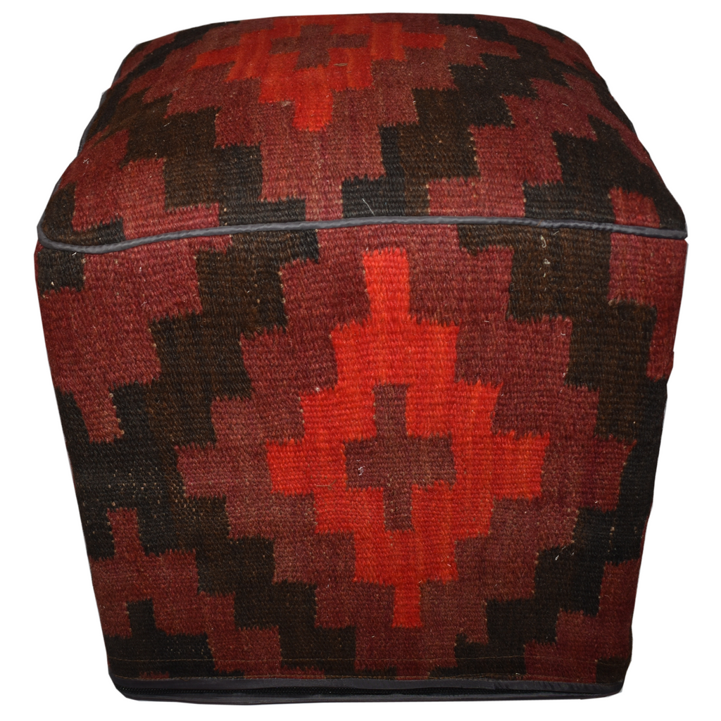 One of a Kind Kilim Rug Pouf Ottoman foot stool - #28