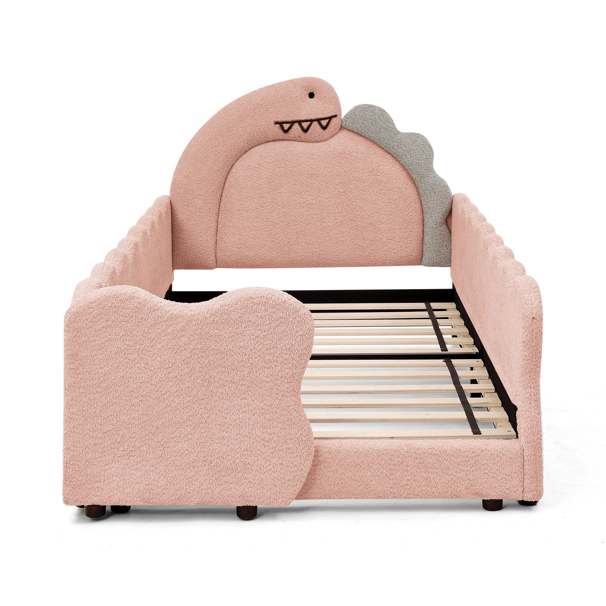 Cute Dinosaur Shaped Bed With Safety Guardrail, Toddler Frame