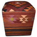 One of a Kind Kilim Rug Pouf Ottoman foot stool - #29
