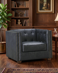 Tuxedo Leather Arm Chair - Slate