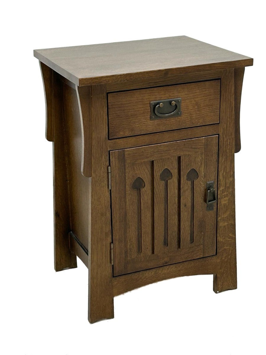 Mission Style Solid Quarter Sawn Oak Keyhole Nightstand