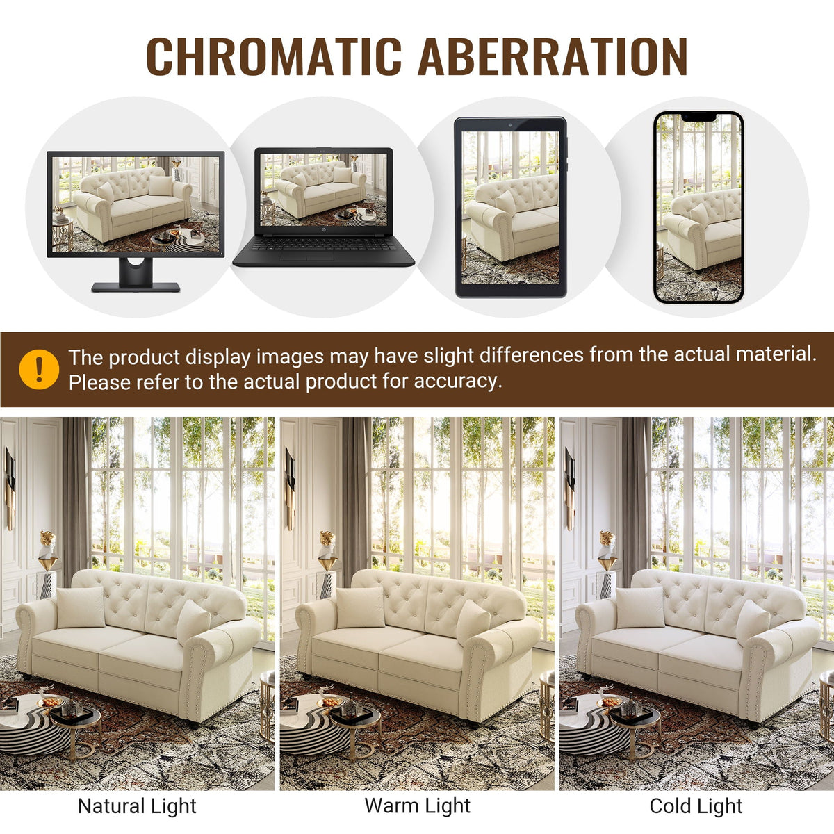 Upholstered 3 Seater Sofa Set With Ottoman
