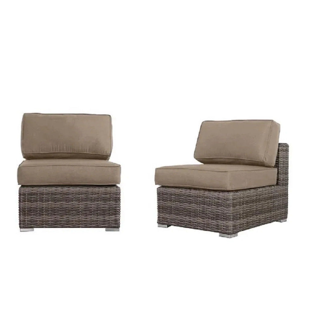 Wicker Outdoor Lounge Set With Cushions And Fire Pit