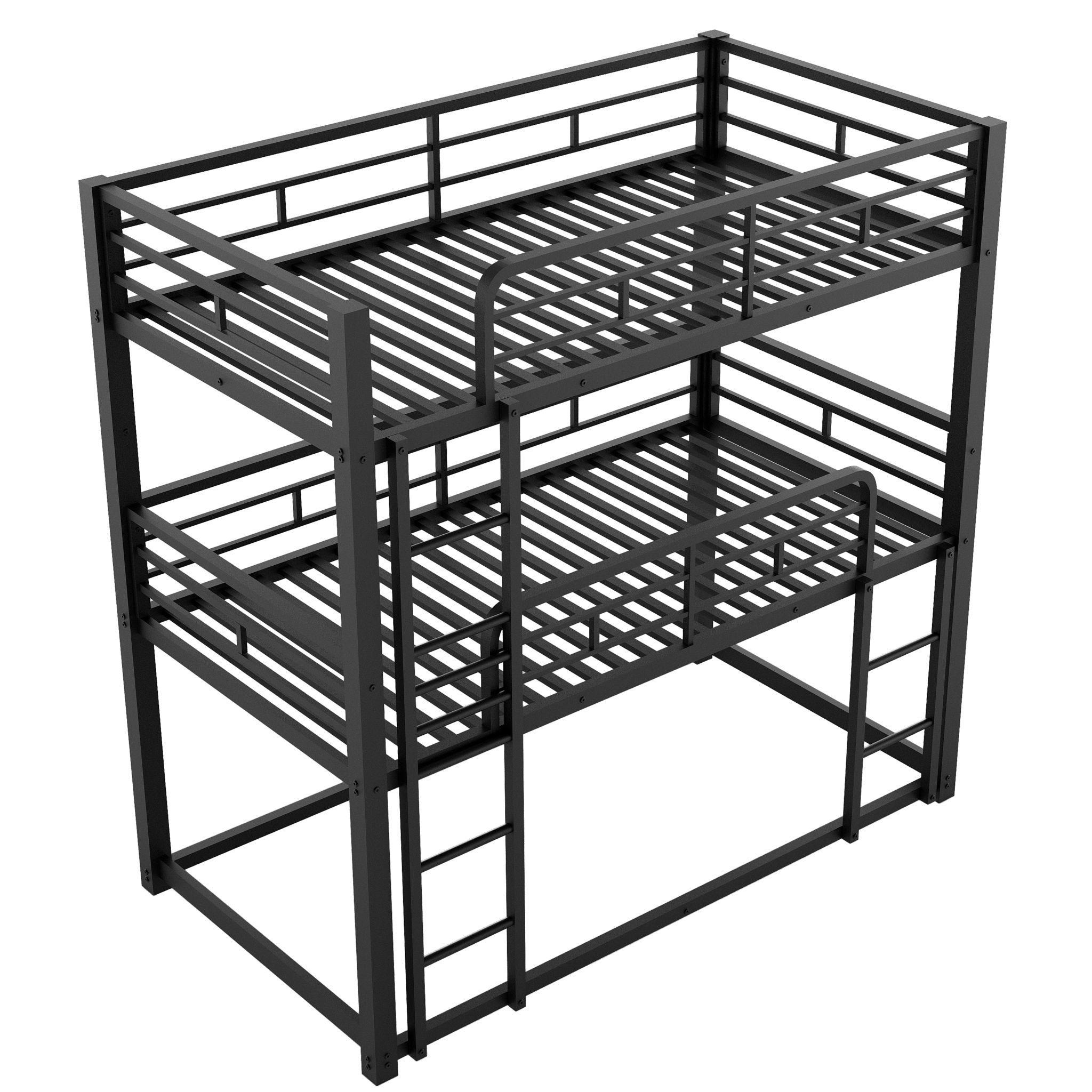 Triple Bunk Bed With Sturdy Construction And Space Saving Design