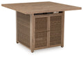Walton Bridge - Square Bar Table W/Fire Pit - Driftwood