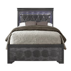 Shaker - 5 Pieces Bedroom Set With Crystal Inspired Tufted Headboard And LED Lighting