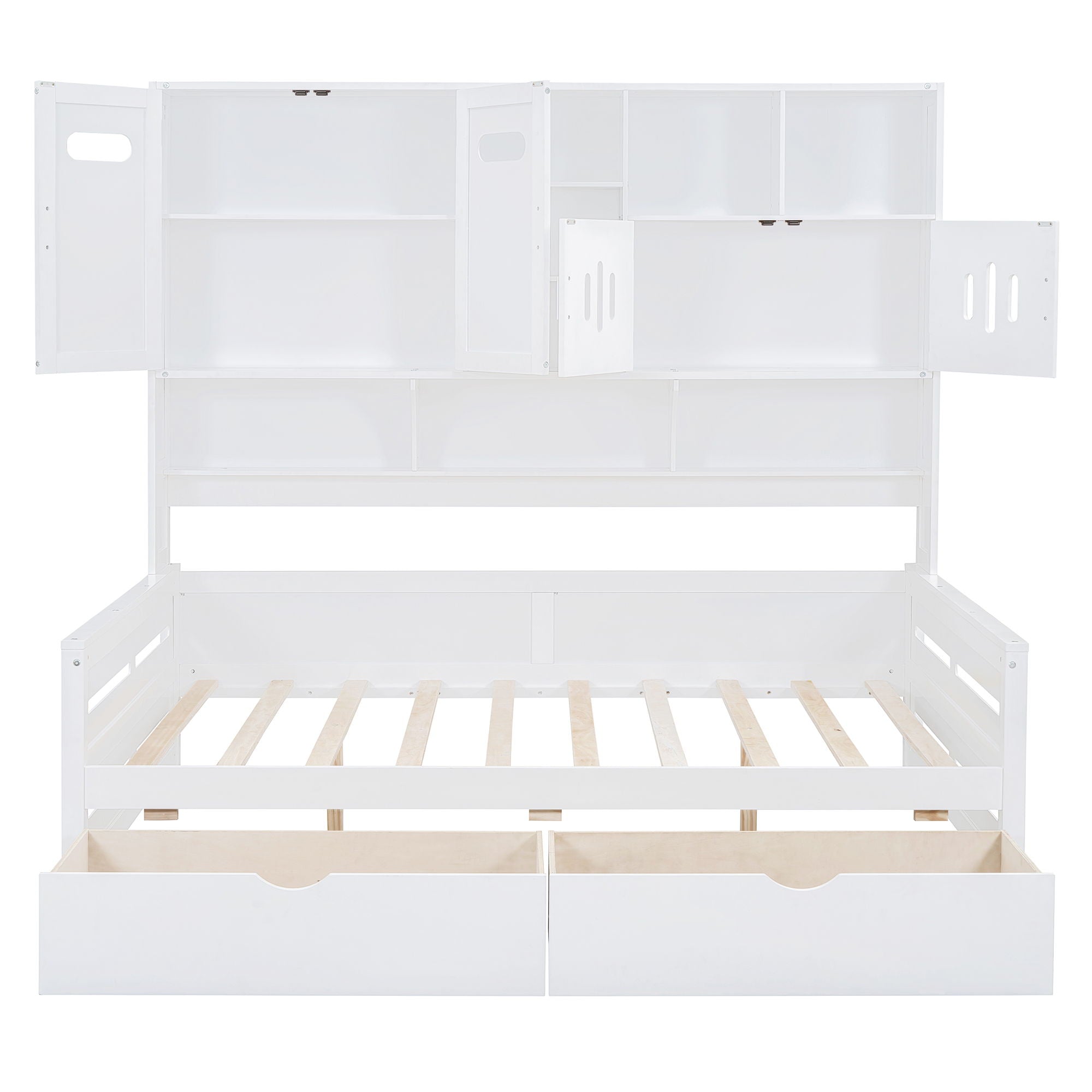 Daybed With All-In-One Cabinet And Shelf