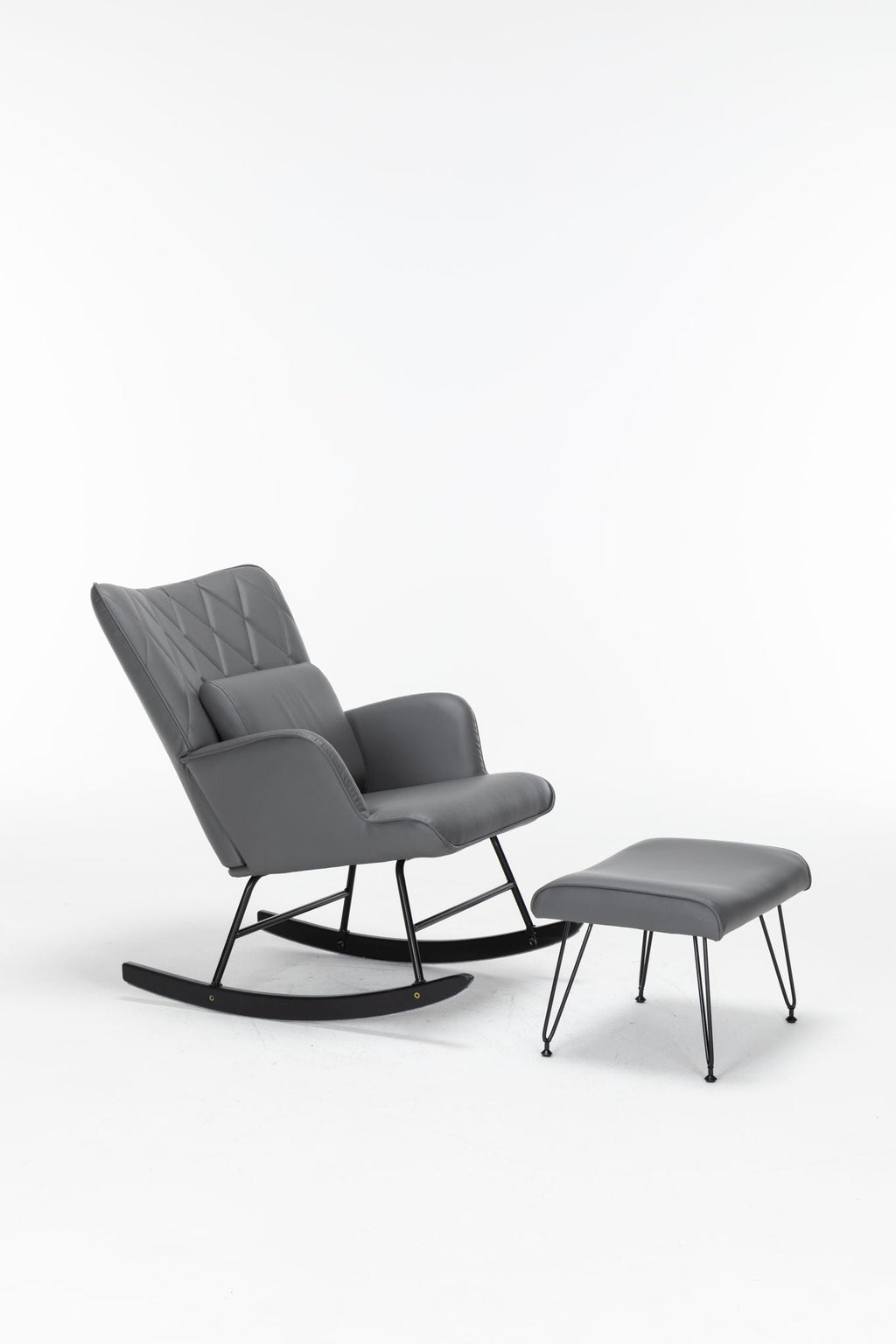 Rocking Accent Chair With Lumbar Pillow And Ottoman