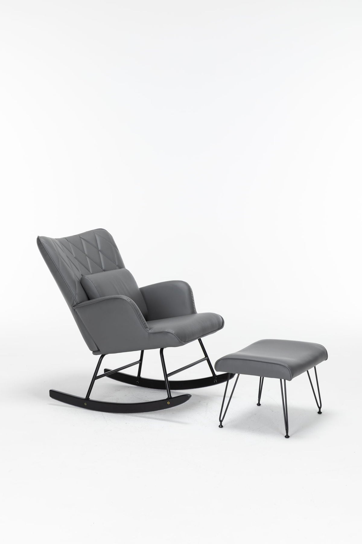 Rocking Accent Chair With Lumbar Pillow And Ottoman