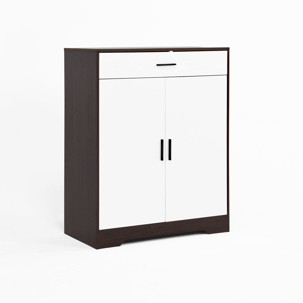 Freestanding Wooden Shoe Cabinet, 4 Tier Organizer With Drawer