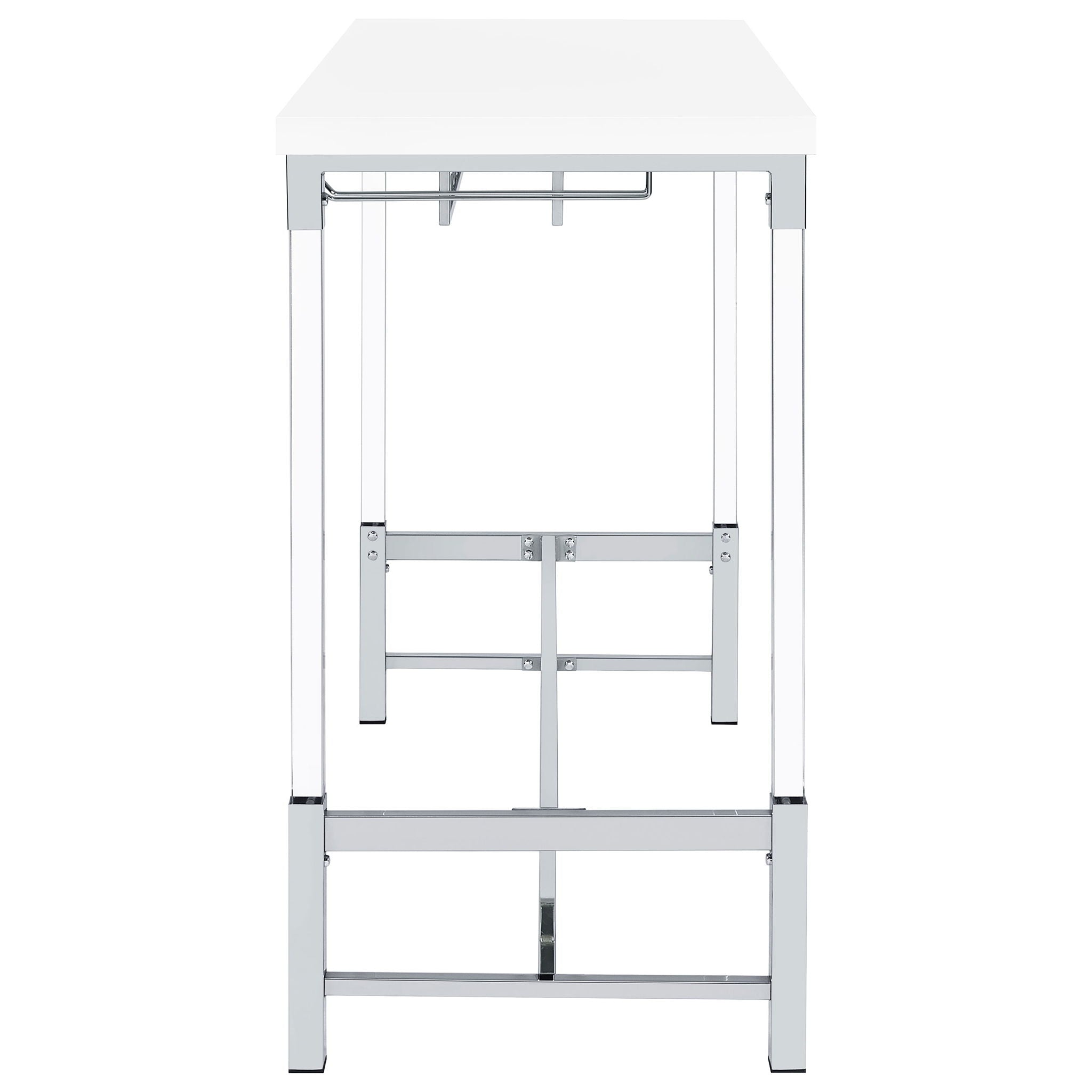 Norcrest 47-inch Acrylic Leg Bar Table White High Gloss