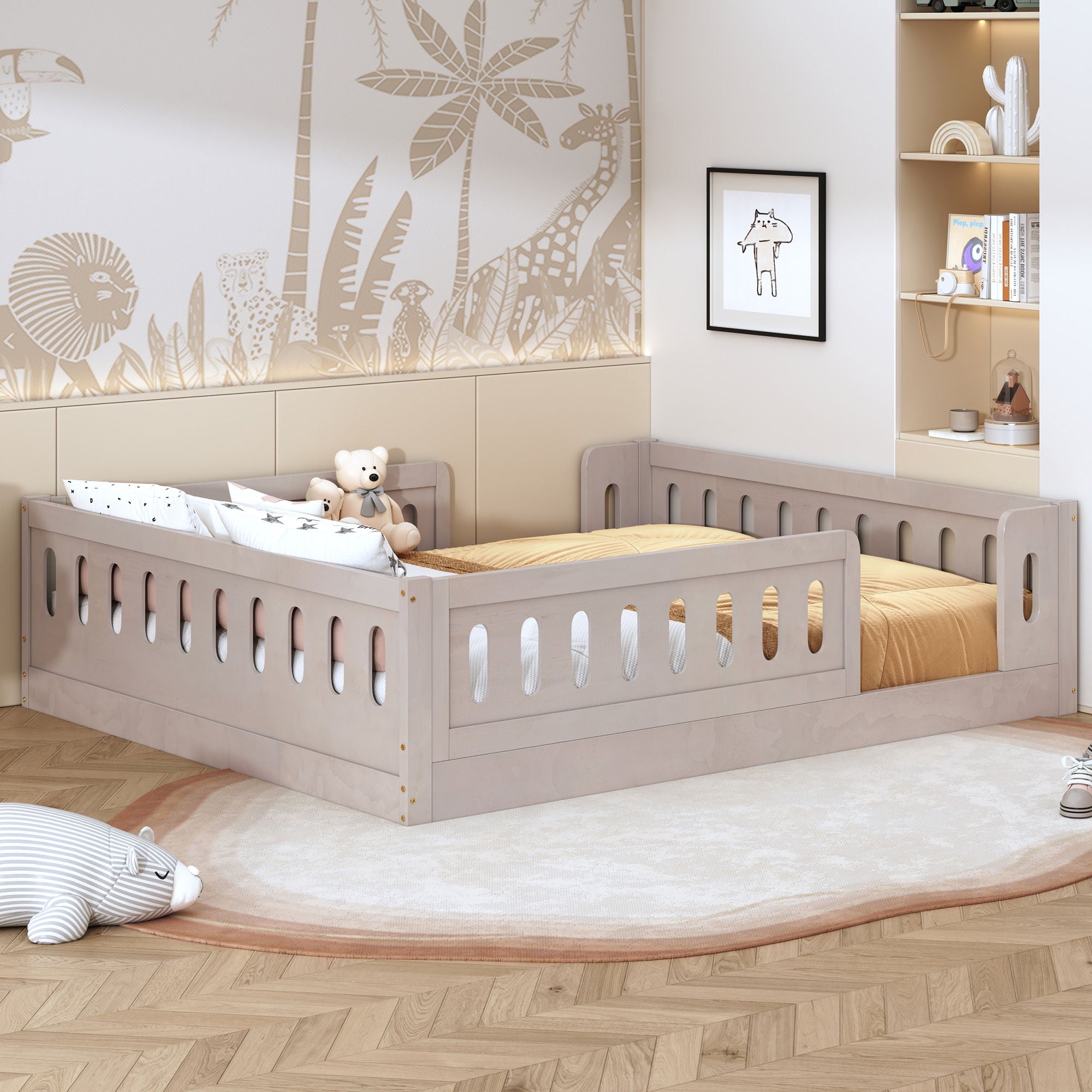 Platform Bed With Guardrail