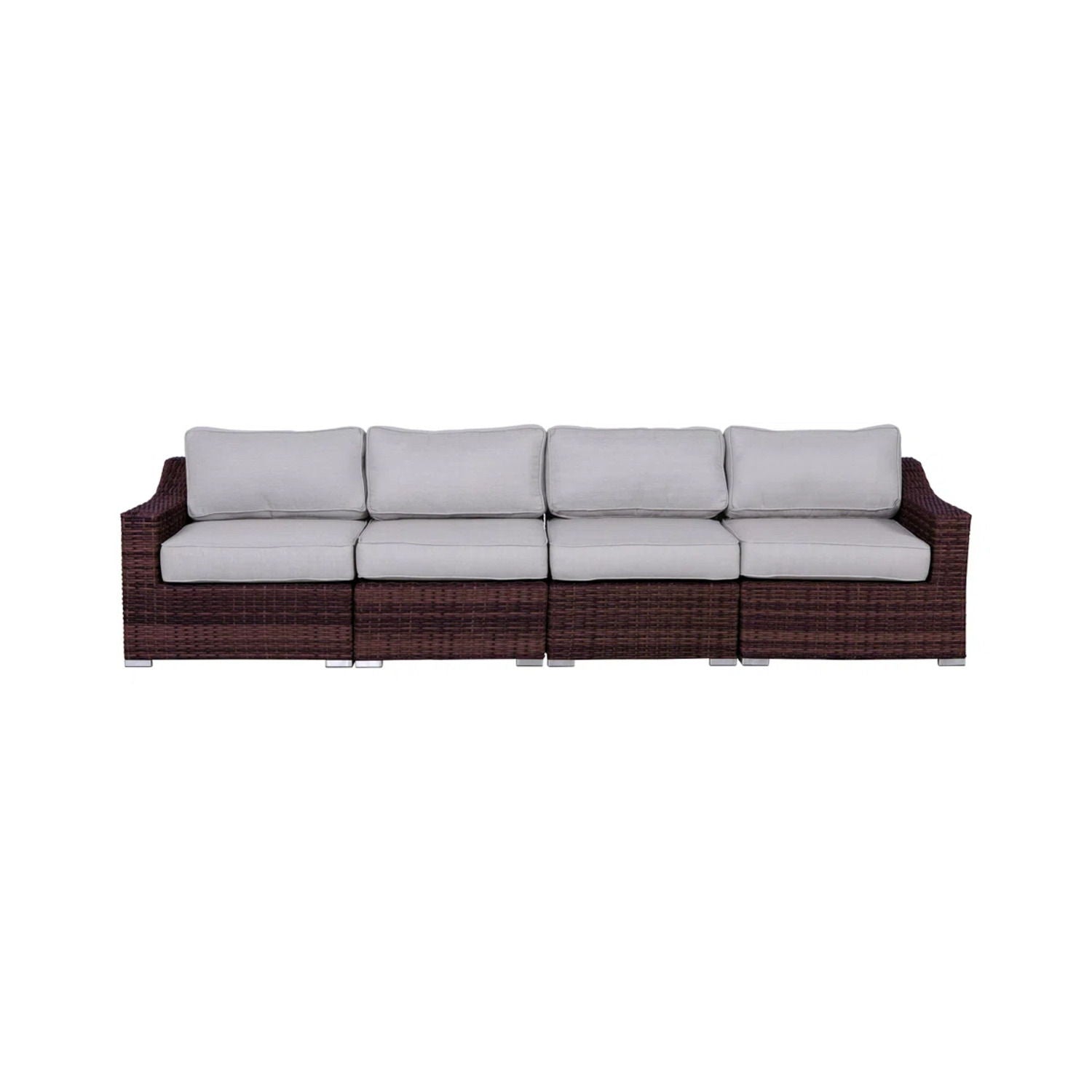 Contemporary Outdoor Rattan Wicker Sectional Seating Group With Cushions