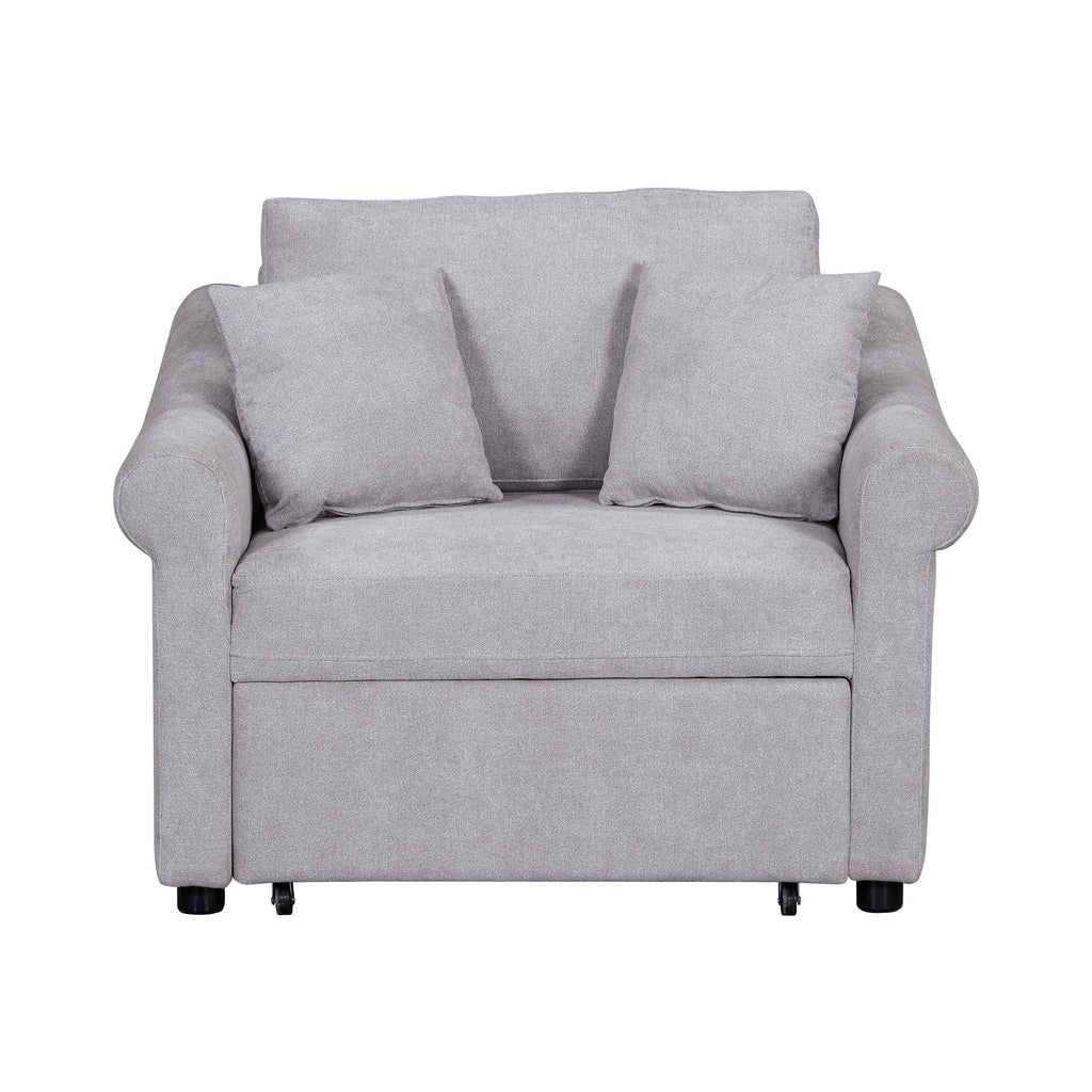 Convertible Sleeper Chair With Adjustable Backrest, 3 In 1 Lounger Chair Turns Into Bed, Single Bed For Living Room