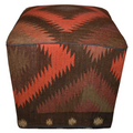 One of a Kind Kilim Rug Pouf Ottoman foot stool - #34