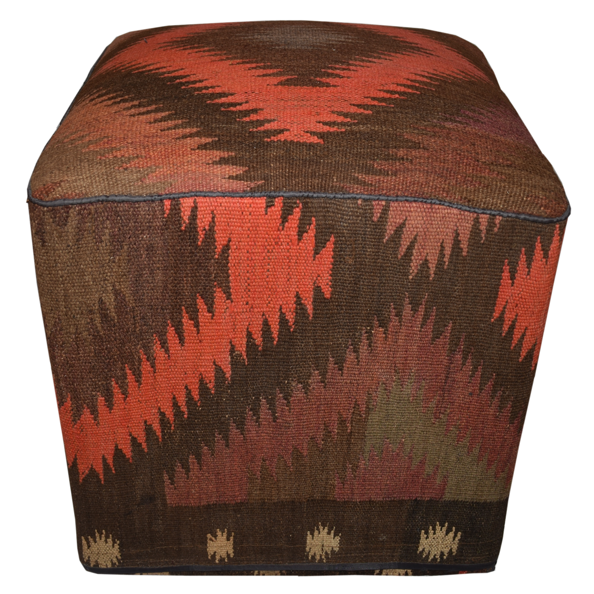 One of a Kind Kilim Rug Pouf Ottoman foot stool - #34