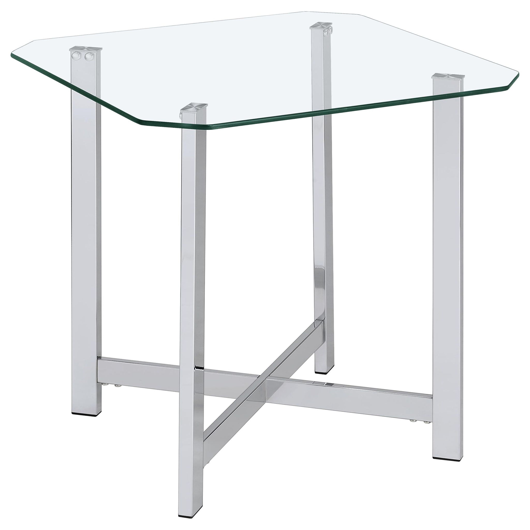 Cronin 2-piece Tempered Glass Top Coffee Table Set Chrome