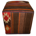 One of a Kind Kilim Rug Pouf Ottoman foot stool - #35