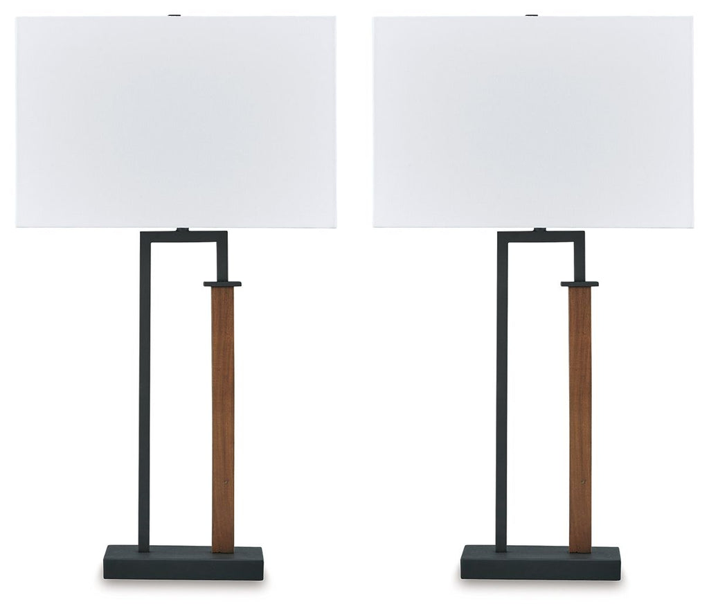 Voslen - Metal Table Lamp (Set of 2) - Black / Brown
