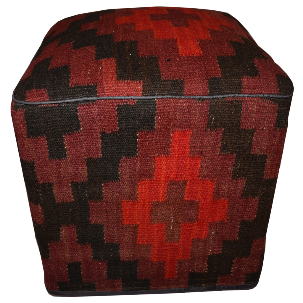One of a Kind Kilim Rug Pouf Ottoman foot stool - #36