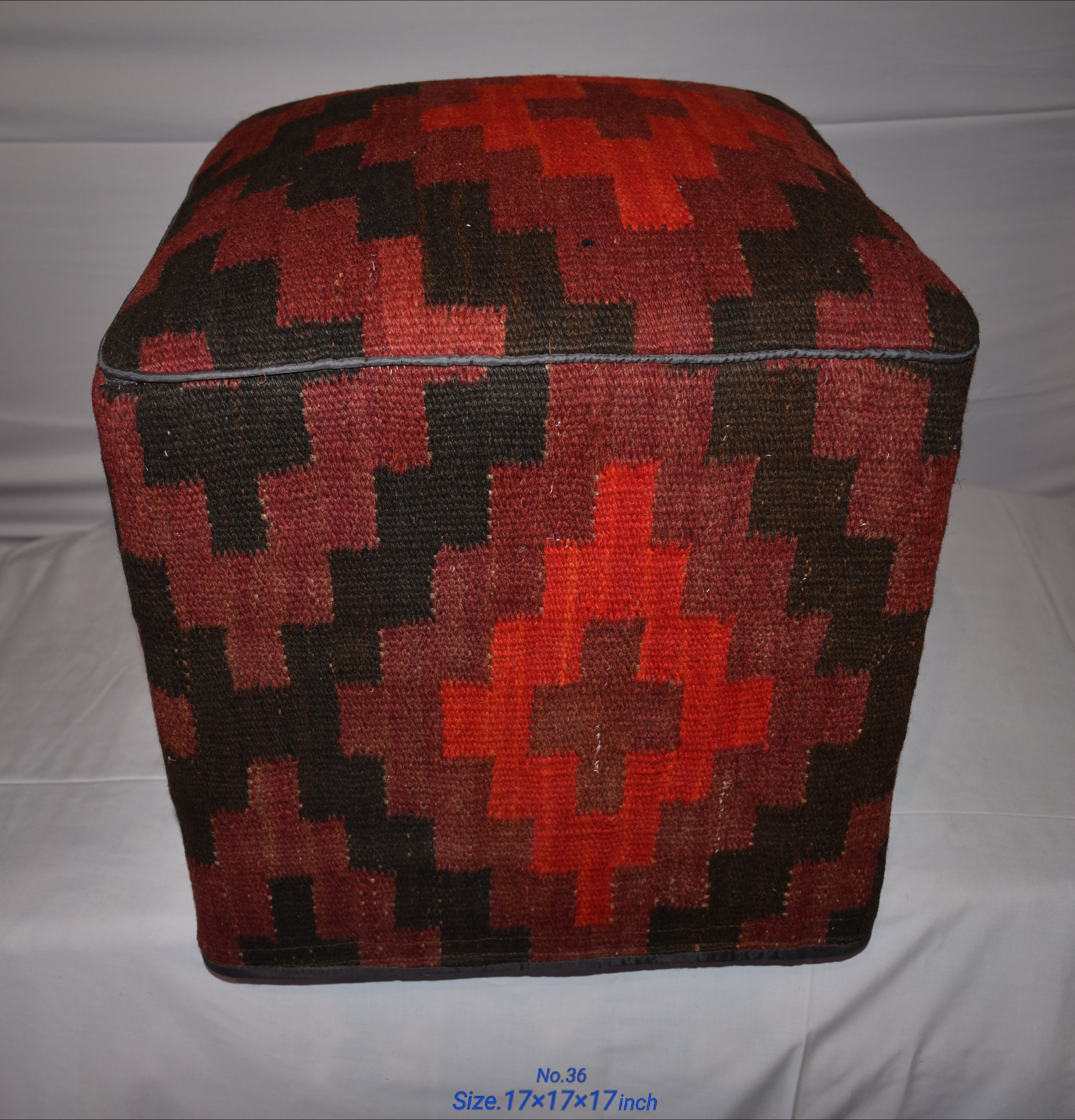 One of a Kind Kilim Rug Pouf Ottoman foot stool - #36