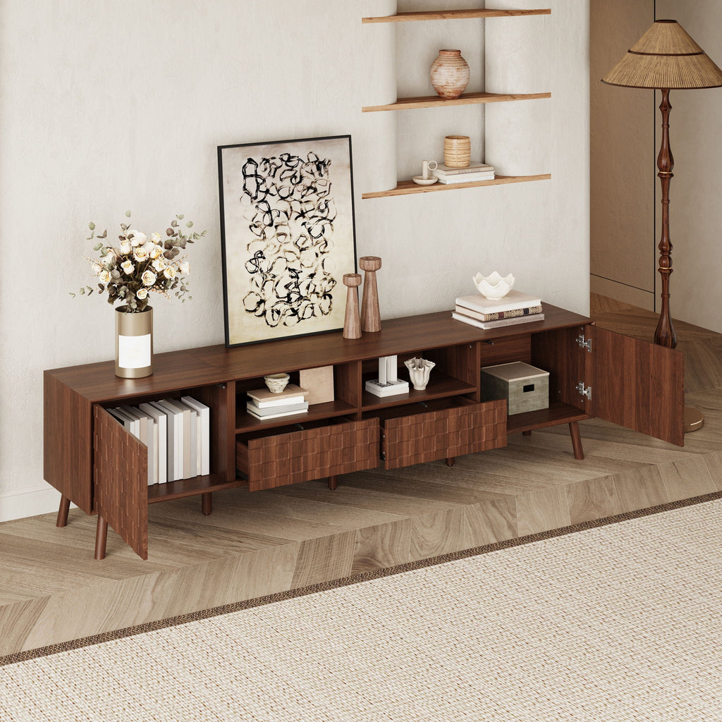 TV Stand With Drawers And Cable Management - Walnut