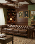 Century Chesterfield Sofa - Bark Brown Leather - 118"