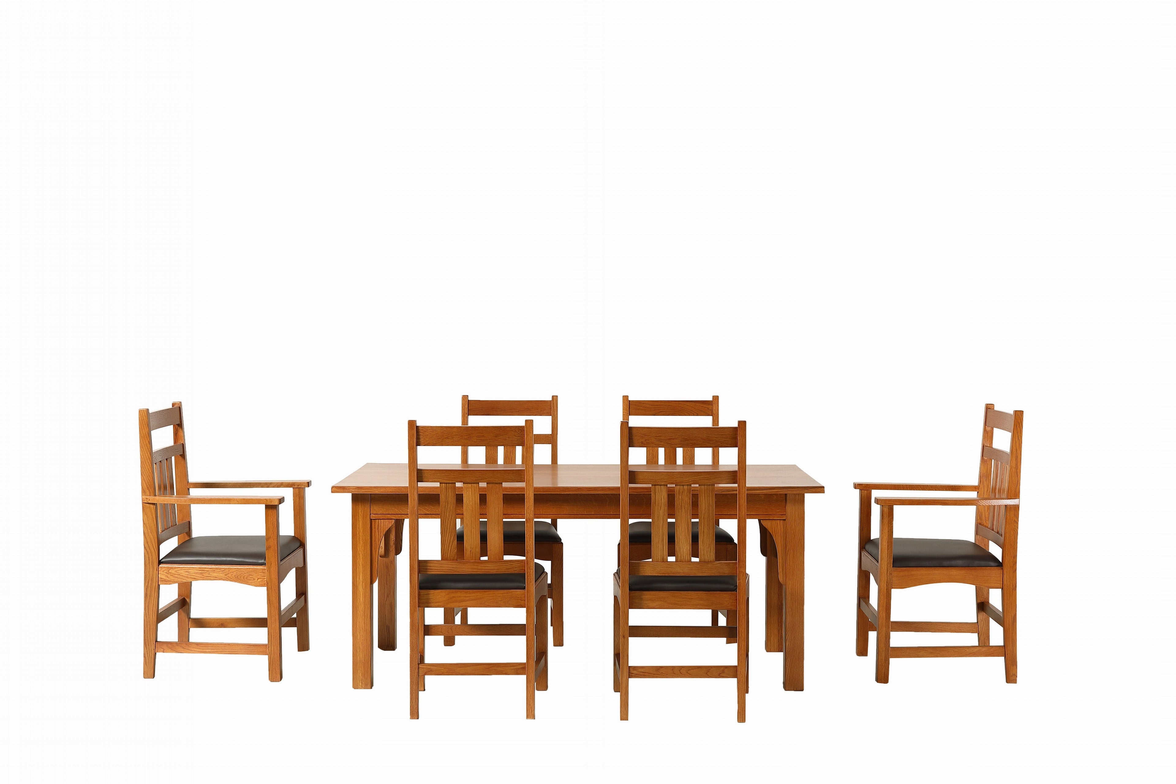 Mission 70" Solid Oak Dining Table Set with 6 Dining chairs - Michaels Cherry