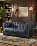 Tuxedo Leather Love Seat - Slate