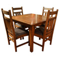 Mission Style White Oak Square Dining Table Set - (2 Colors Available)