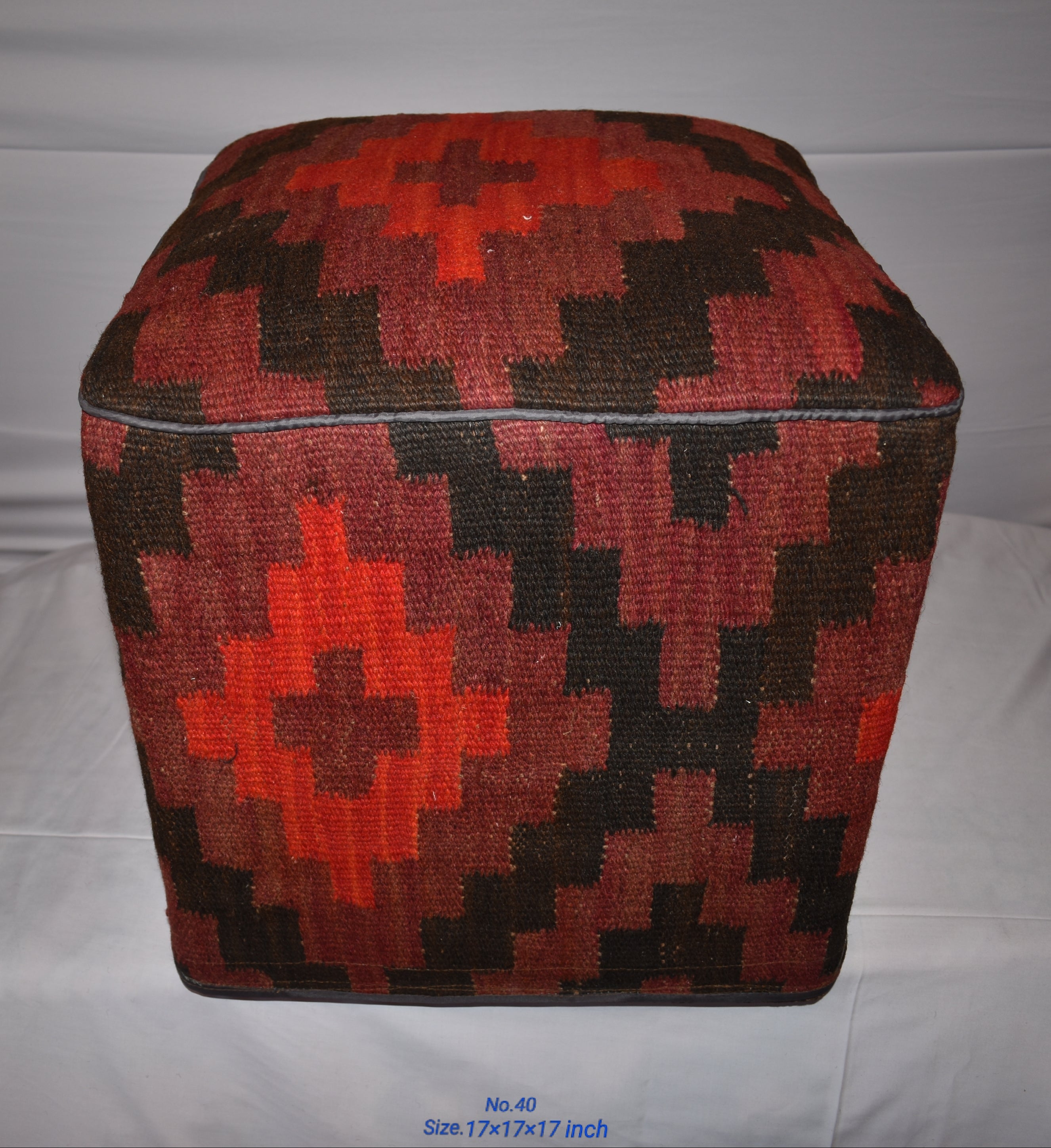 One of a Kind Kilim Rug Pouf Ottoman foot stool - #40