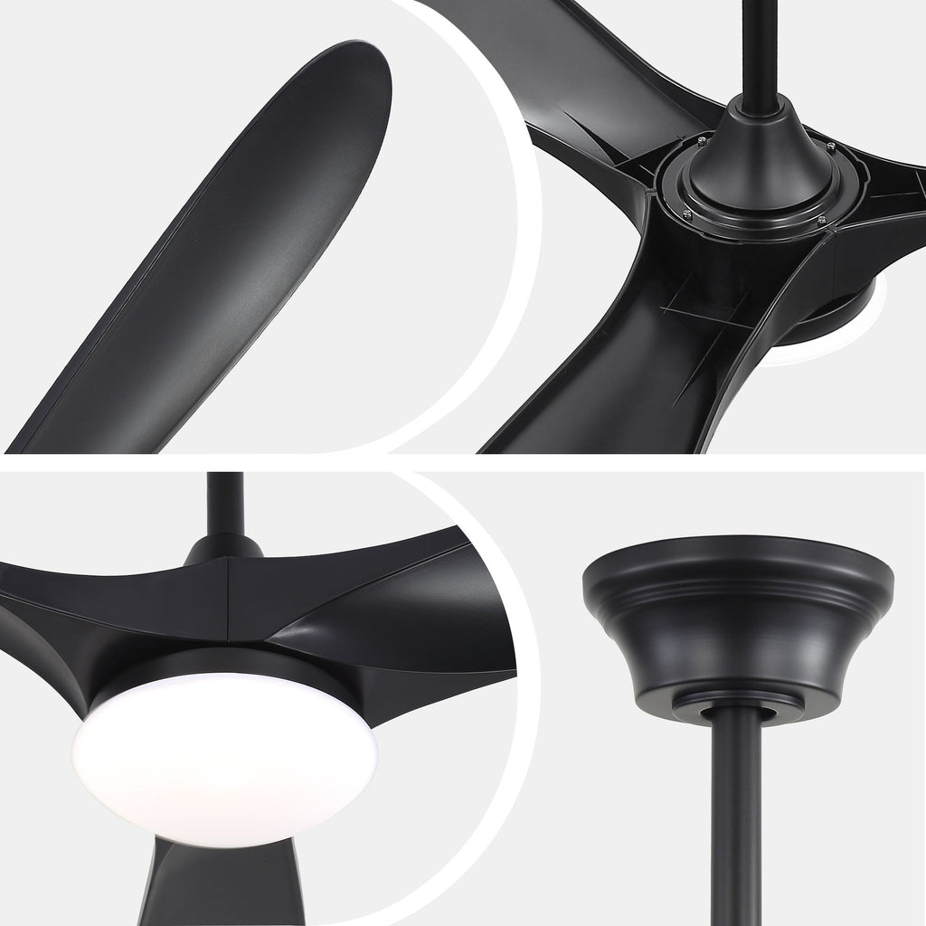 Smart Ceiling Fan With Lights, 3 Blades, Reversible Quiet DC Motor For Indoor