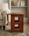 Mission Solid Oak Square End Table with Cut Outs - Michael's Cherry (MC1)