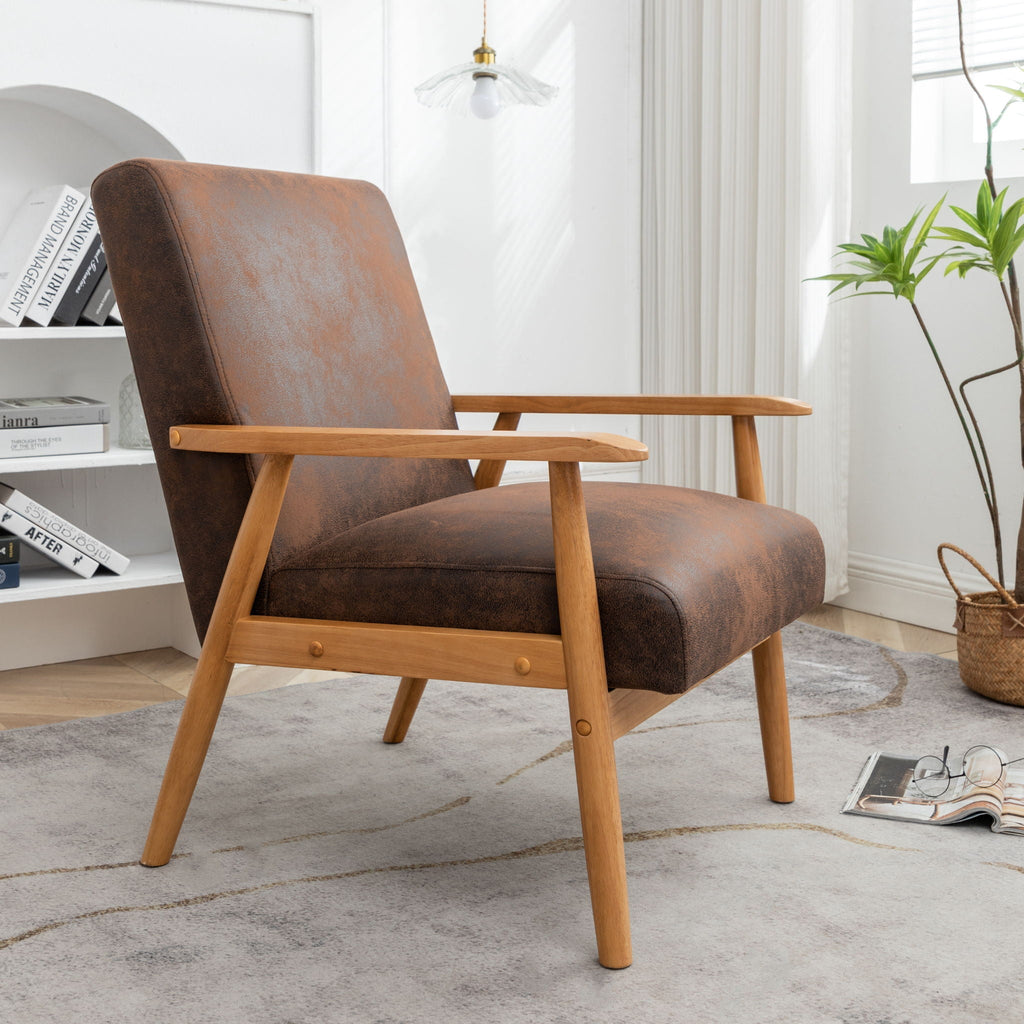 Wide Arm Chair - Light Brown
