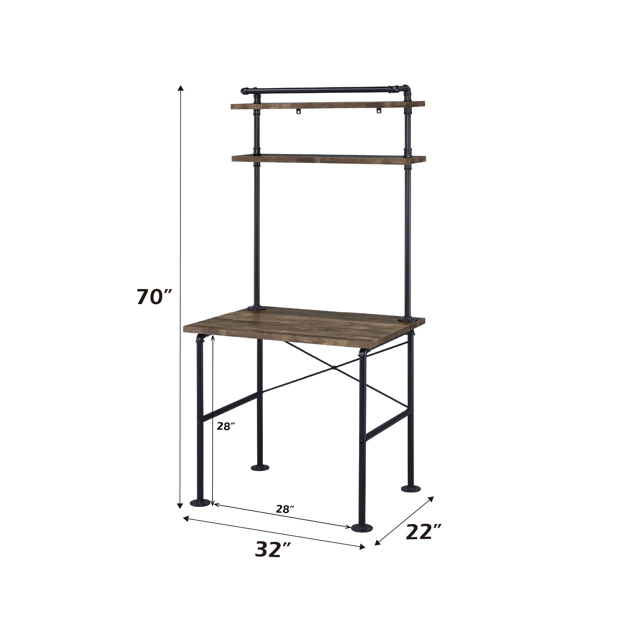 Ensata - Rustic Writing Desk - Black / Oak