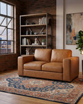Argento Top Grain Leather Love Seat - Tan